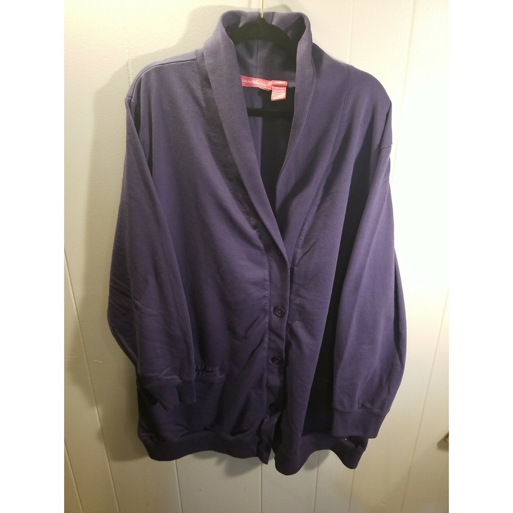 Women Within Women's 4X  Navy Button‎  Front Cardigan Sweater Blazer Shawl Neck